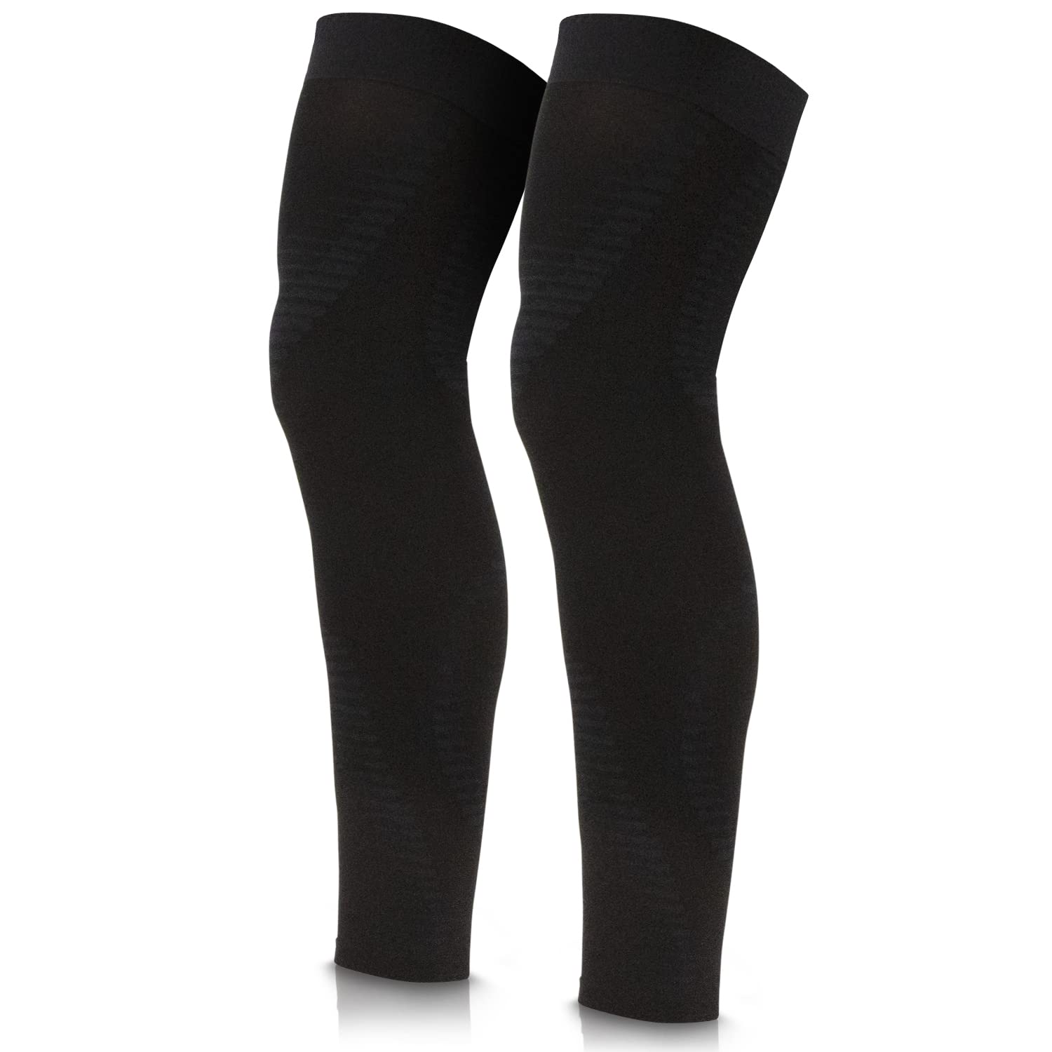 Full Leg Compression Sleeves for Men & Women (Pair) - Knee, Calf, & Thigh Support Brace Wrap for Basketball, Football, Wrestling - Footless Long Running Accessories for Shin Splints