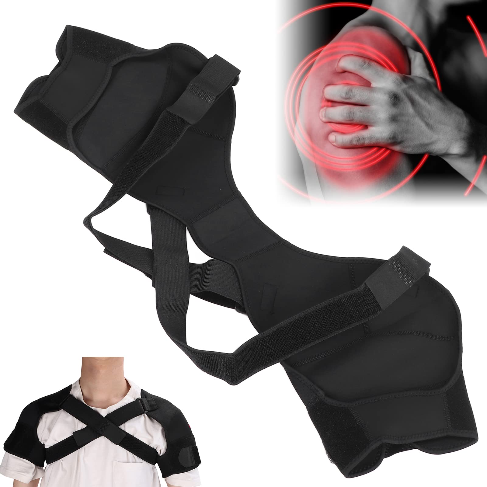 Elastic Shoulder Bandage Shoulder Belt, Double Shoulder Support Shoulder Wrap Protector Shoulder Strap Brace for Outdoor Hiking Lifting Sports For Posture Correction Shoulder Belt Back Stabilizer