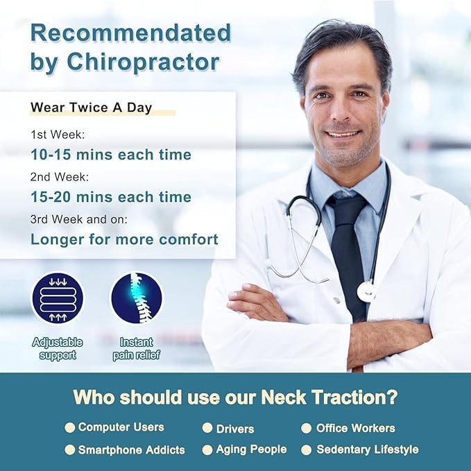 Cervical Neck Traction Device, Neck Stretcher for Neck Pain Relief, Neck Traction Device for Home Use, Neck Decompression Devices, Inflatable Stretcher, Neck Brace & Neck Decompression