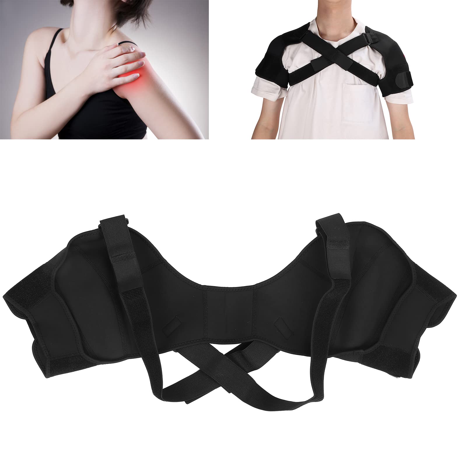 Elastic Shoulder Bandage Shoulder Belt, Double Shoulder Support Shoulder Wrap Protector Shoulder Strap Brace for Outdoor Hiking Lifting Sports For Posture Correction Shoulder Belt Back Stabilizer