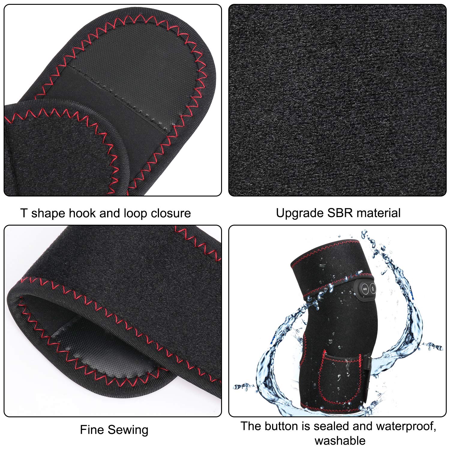 Heated Knee Brace Wrap, 3 Adjustable Heat and Vibration Knee Massager for Arthritis Knee Pain Relief Massaging Knee Pad with AC Adapter (No Battery)
