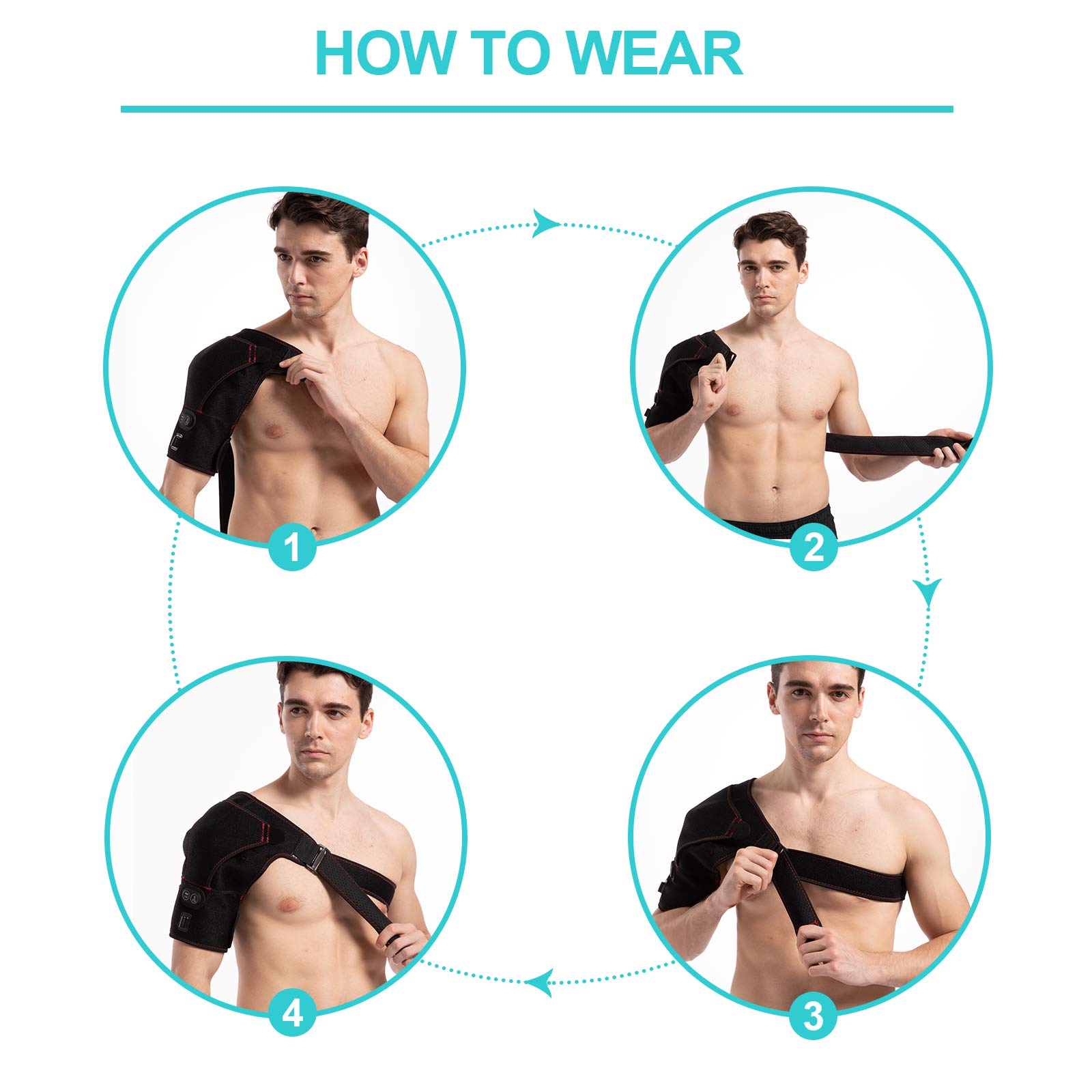 Heated Shoulder Wrap with Massage, Electric Shoulder Massager Heating Pad for Men Women Frozen Shoulder Pain Relief with AC Adapter