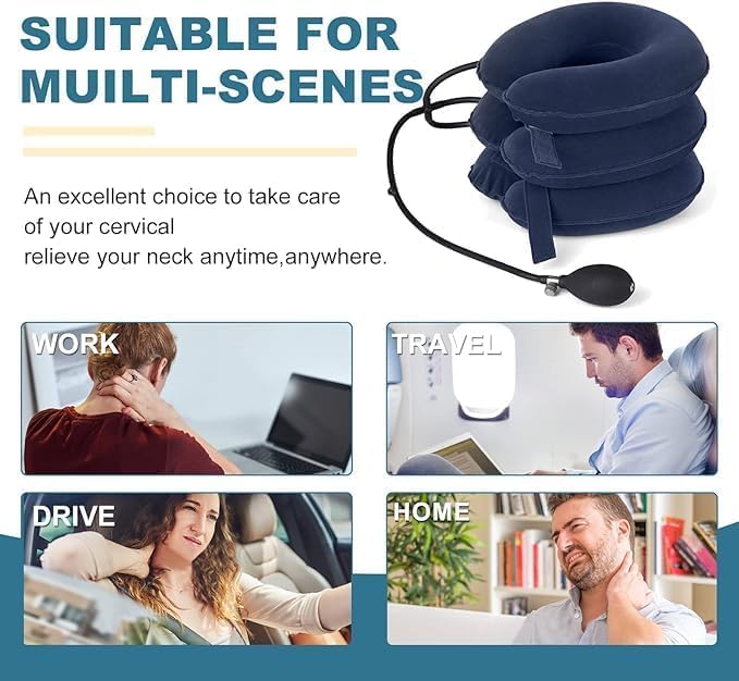Cervical Neck Traction Device, Neck Stretcher for Neck Pain Relief, Neck Traction Device for Home Use, Neck Decompression Devices, Inflatable Stretcher, Neck Brace & Neck Decompression
