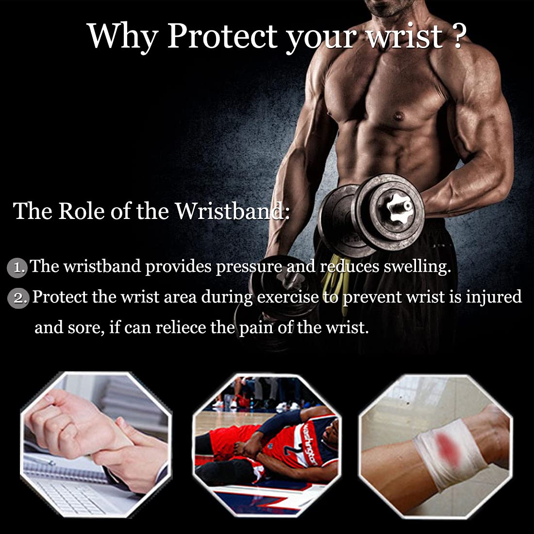 2 Pack Wrist Brace Adjustable Wrist Support Wrist Straps for Fitness Weightlifting, Tendonitis, Carpal Tunnel Arthritis, Wrist Wraps Wrist Pain Relief Highly Elastic