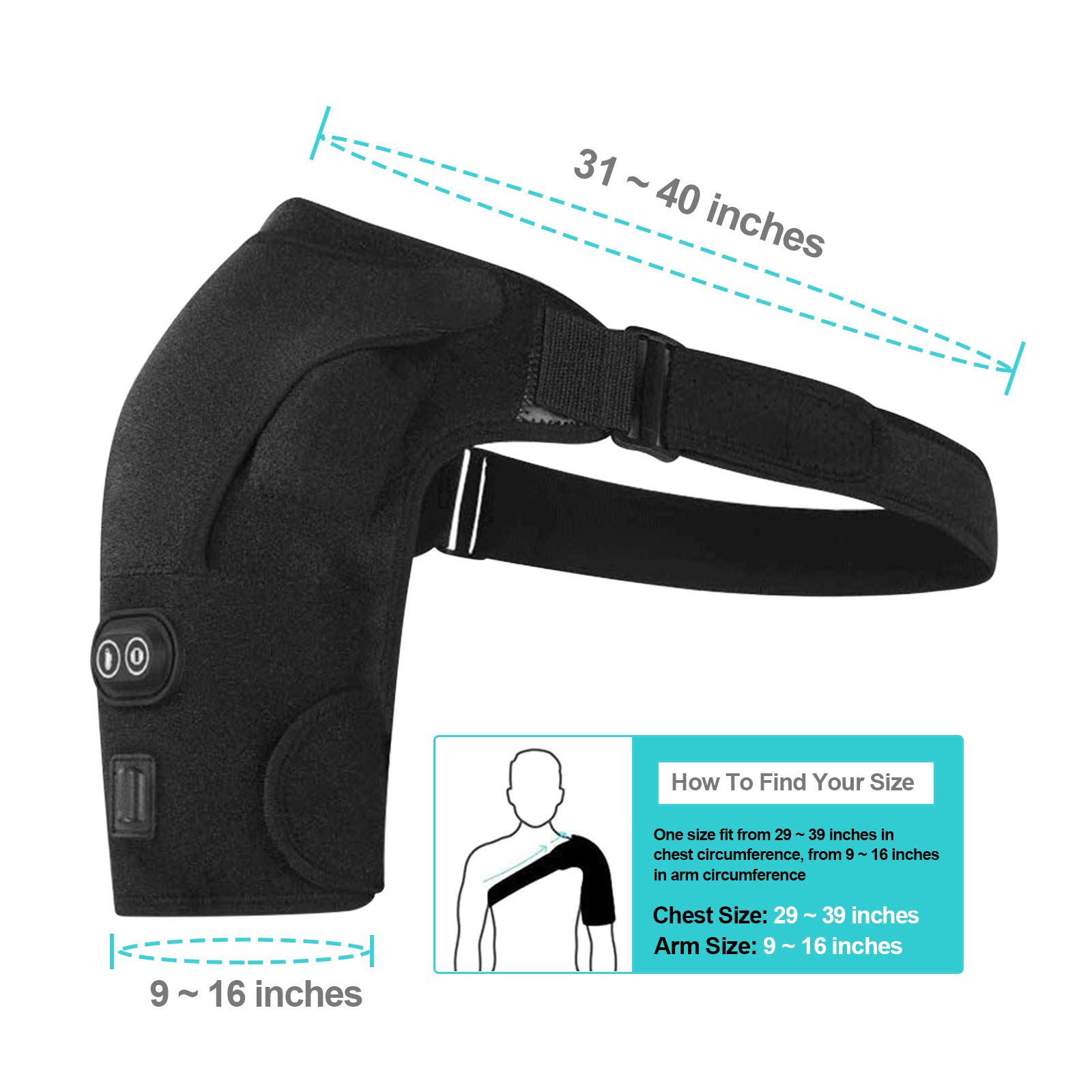 Heated Shoulder Wrap with Massage, Electric Shoulder Massager Heating Pad for Men Women Frozen Shoulder Pain Relief with AC Adapter