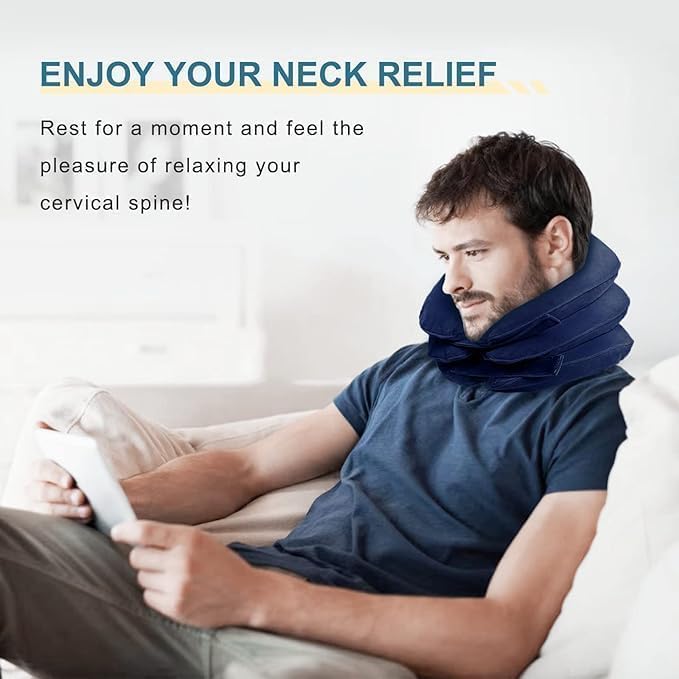 Cervical Neck Traction Device, Neck Stretcher for Neck Pain Relief, Neck Traction Device for Home Use, Neck Decompression Devices, Inflatable Stretcher, Neck Brace & Neck Decompression