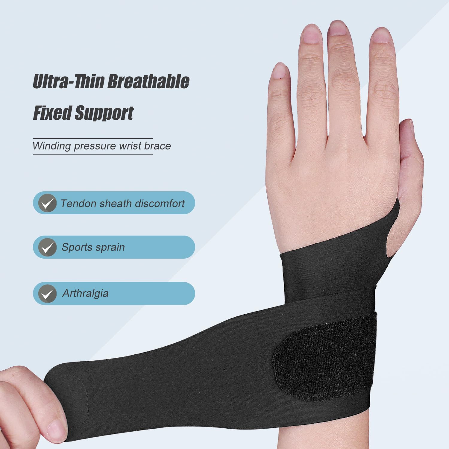 Thin Wrist Brace Support for Carpal Tunnel, Pain Relief, Arthritis, Tendonitis, Elastic Wrist Wraps Right and Left Hands - Compression and Support for Fitness