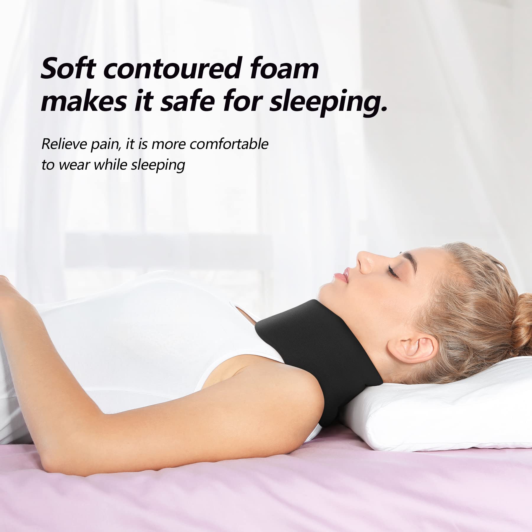 Soft Foam Neck Brace Universal Cervical Collar, Adjustable Support Brace for Sleeping - Relieves Pain and Spine Pressure, Neck Collar After Whiplash or Injury (3