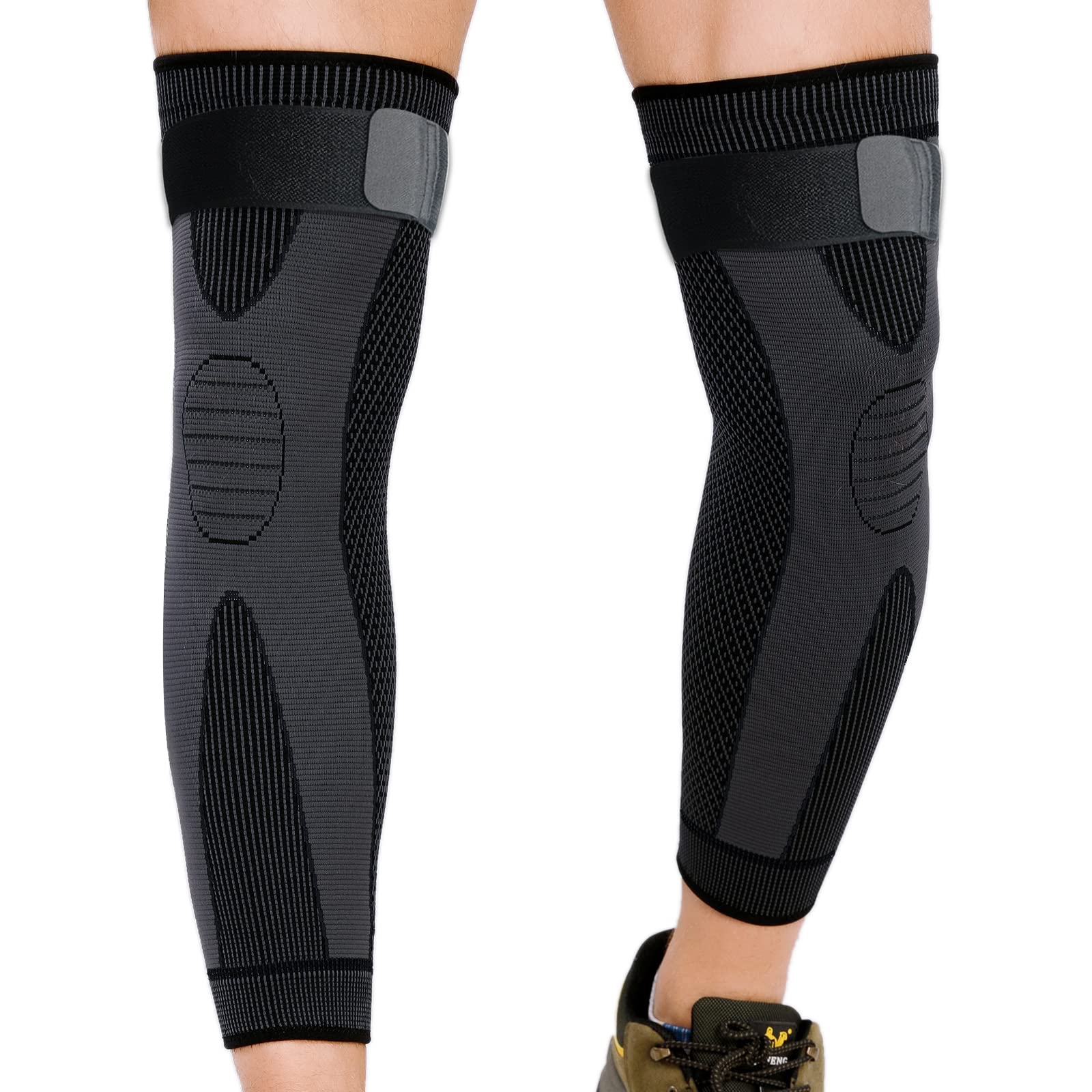 Full Leg Compression Sleeves for Men Women Long Knee Brace Support Protector for Running Basketball Cycling Sport Football Weightlift Workout Arthritis Joint Pain Relief