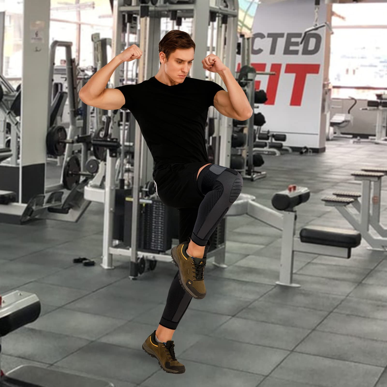Full Leg Compression Sleeves for Men Women Long Knee Brace Support Protector for Running Basketball Cycling Sport Football Weightlift Workout Arthritis Joint Pain Relief