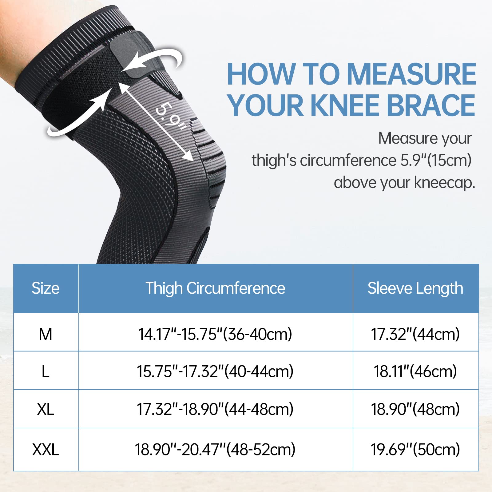Full Leg Compression Sleeves for Men Women Long Knee Brace Support Protector for Running Basketball Cycling Sport Football Weightlift Workout Arthritis Joint Pain Relief