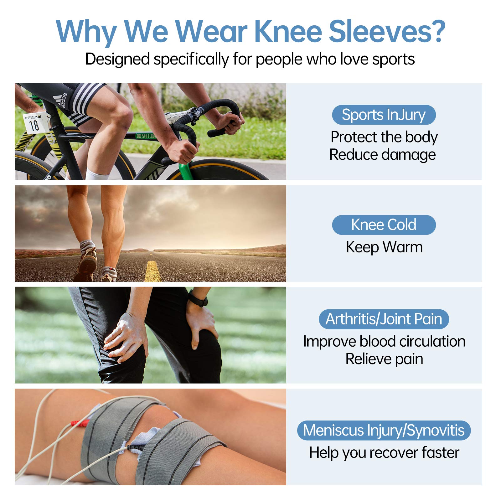 Full Leg Compression Sleeves for Men Women Long Knee Brace Support Protector for Running Basketball Cycling Sport Football Weightlift Workout Arthritis Joint Pain Relief