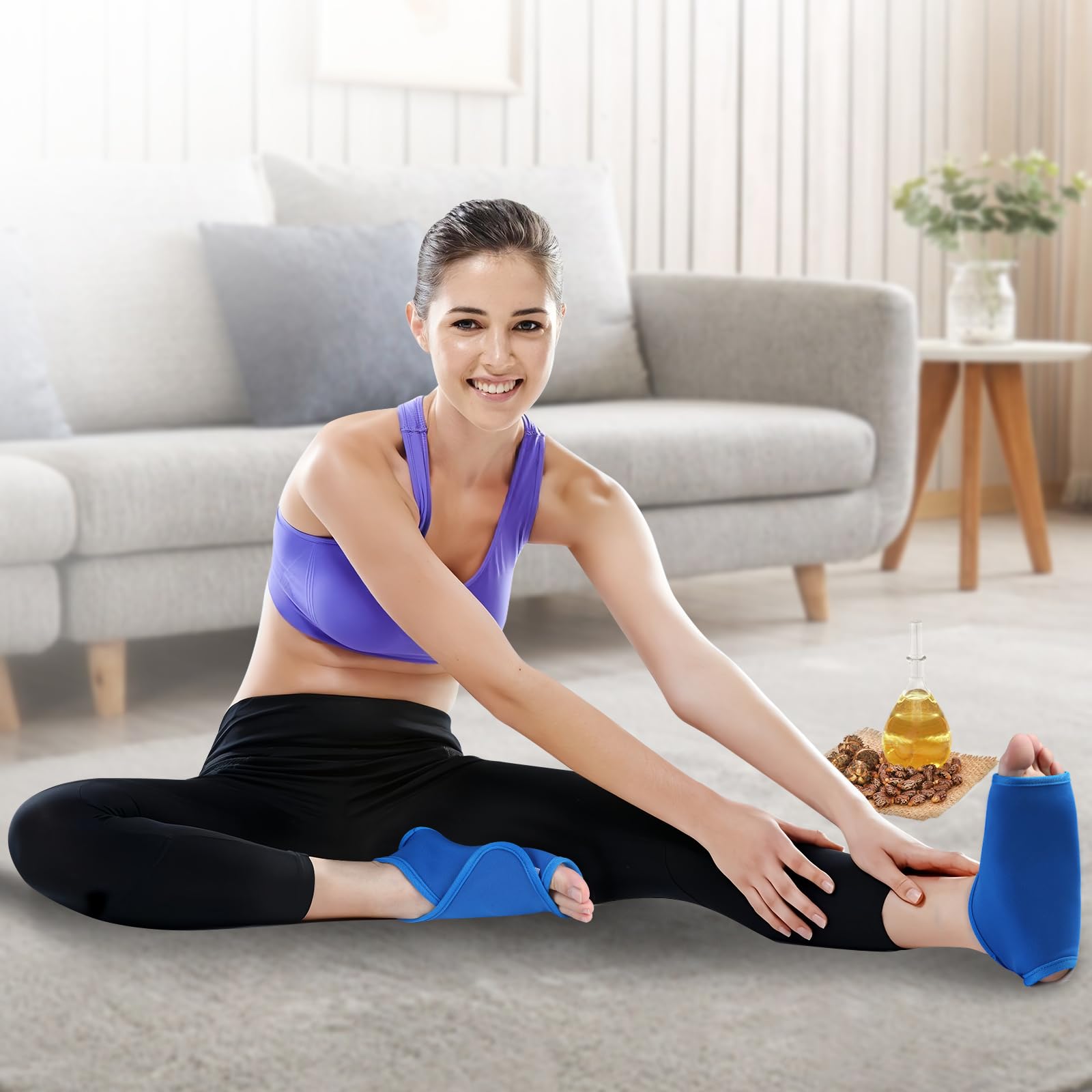 Castor Oil Pack Wrap for Ankle 2pcs, Adjustable Ankle Wrap for Plantar Fasciitis Relief, Reusable Plantar Fasciitis Brace Castor Oil Compress for Women & Men Ankle Support