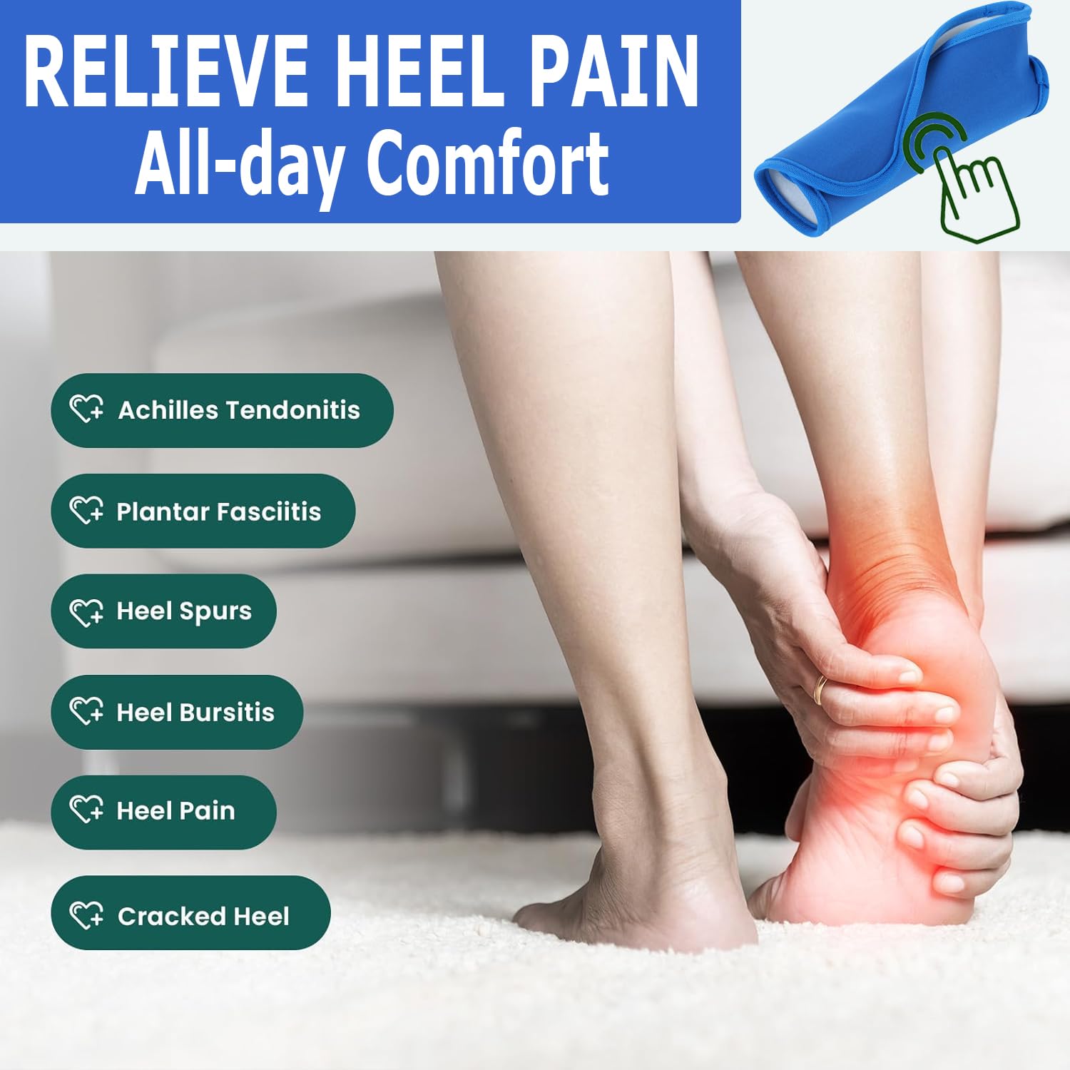 Castor Oil Pack Wrap for Ankle 2pcs, Adjustable Ankle Wrap for Plantar Fasciitis Relief, Reusable Plantar Fasciitis Brace Castor Oil Compress for Women & Men Ankle Support