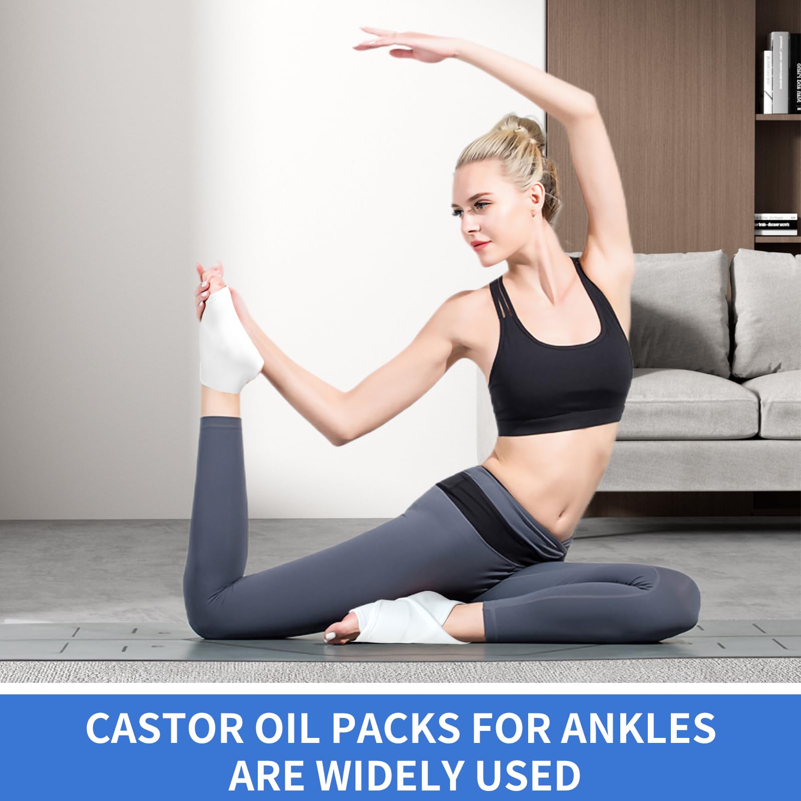 Castor Oil Pack Wrap for Ankle 2pcs, Adjustable Ankle Wrap for Plantar Fasciitis Relief, Reusable Plantar Fasciitis Brace Castor Oil Compress for Women & Men Ankle Support