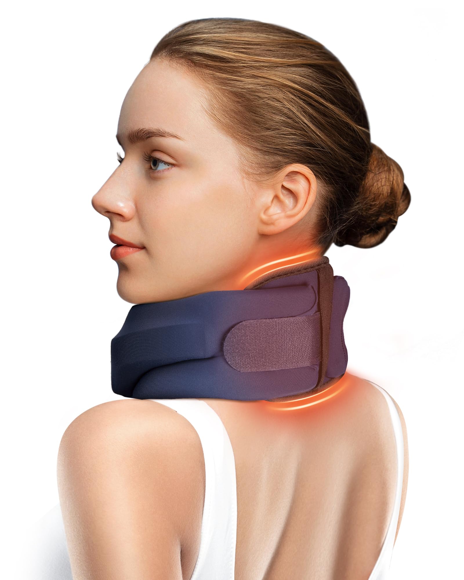 Heated Neck Brace Cervical Collar - Neck Support Brace for Sleeping, Soft Foam Wraps Keep Vertebrae Stable and Aligned for Relief of Cervical Spine Pressure for Women & Men