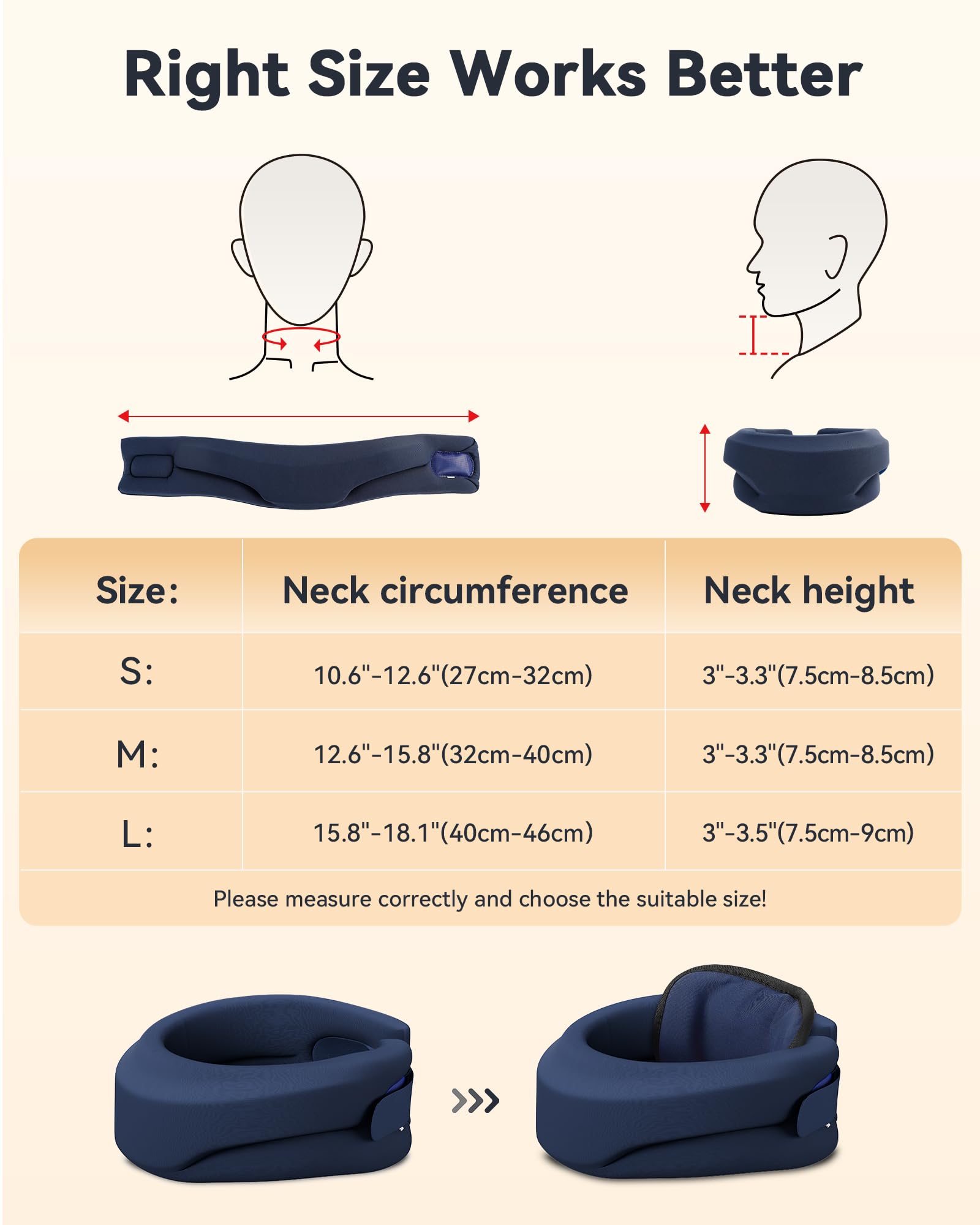 Heated Neck Brace Cervical Collar - Neck Support Brace for Sleeping, Soft Foam Wraps Keep Vertebrae Stable and Aligned for Relief of Cervical Spine Pressure for Women & Men