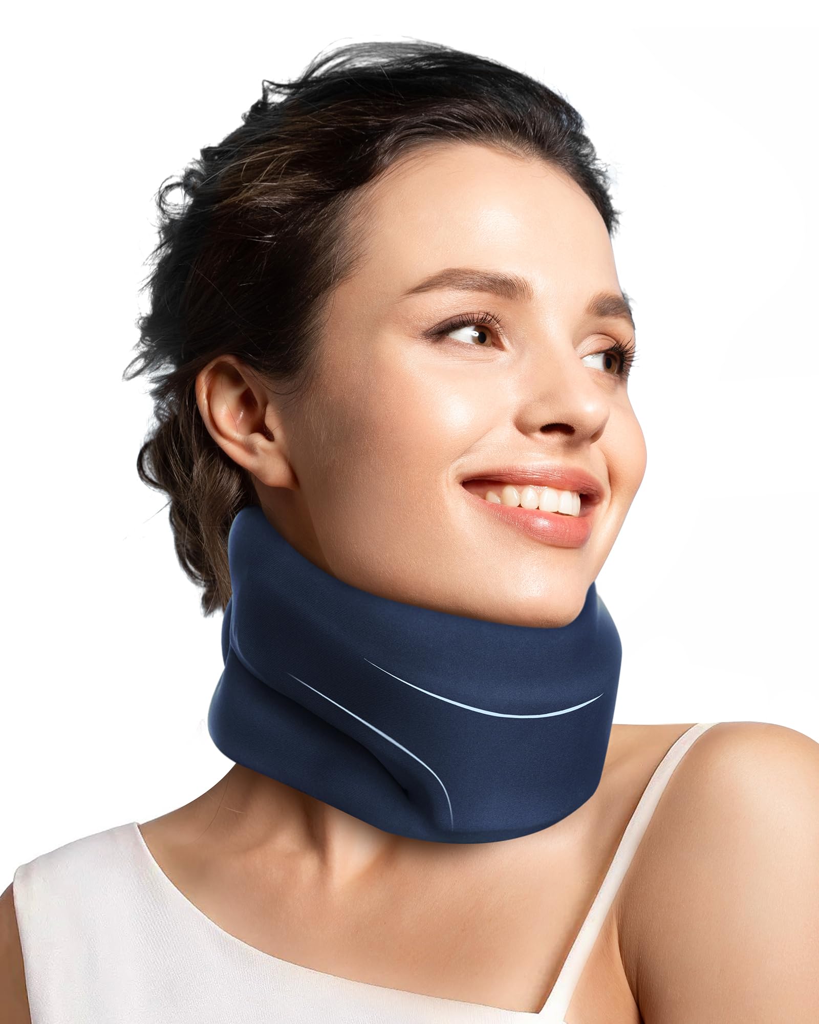 Neck Brace Cervical Collar - Neck Support Brace for Sleeping, Soft Foam Wraps Keep Vertebrae Stable and Aligned for Relief of Cervical Spine Pressure for Women & Men