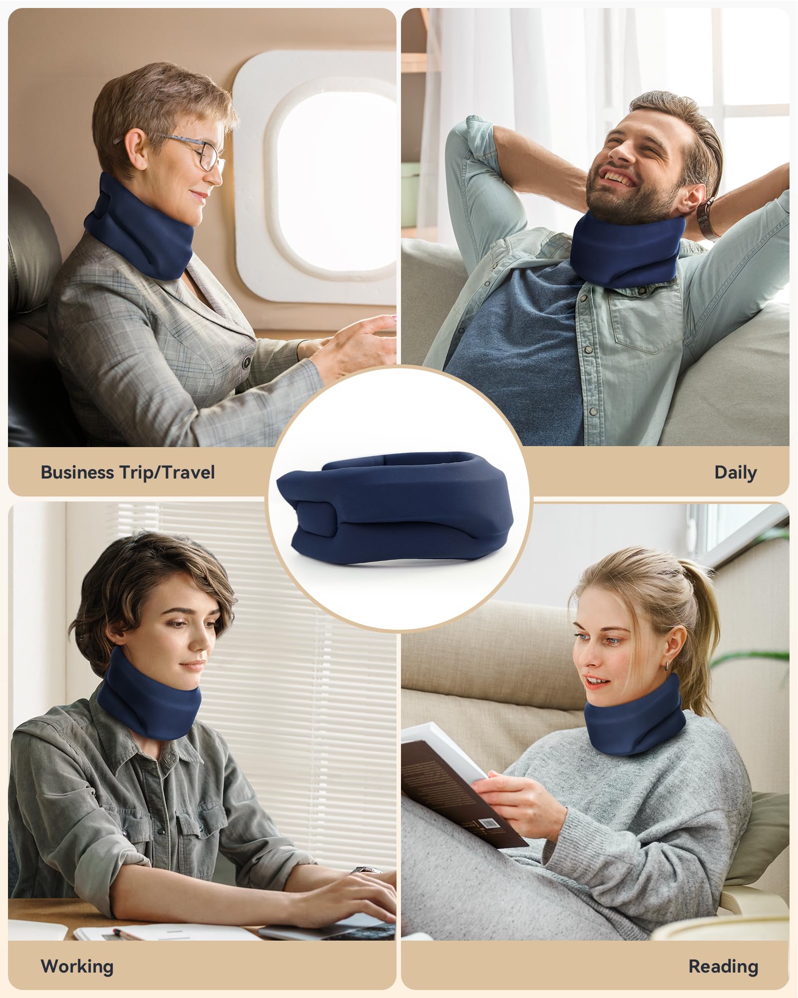 Neck Brace Cervical Collar - Neck Support Brace for Sleeping, Soft Foam Wraps Keep Vertebrae Stable and Aligned for Relief of Cervical Spine Pressure for Women & Men
