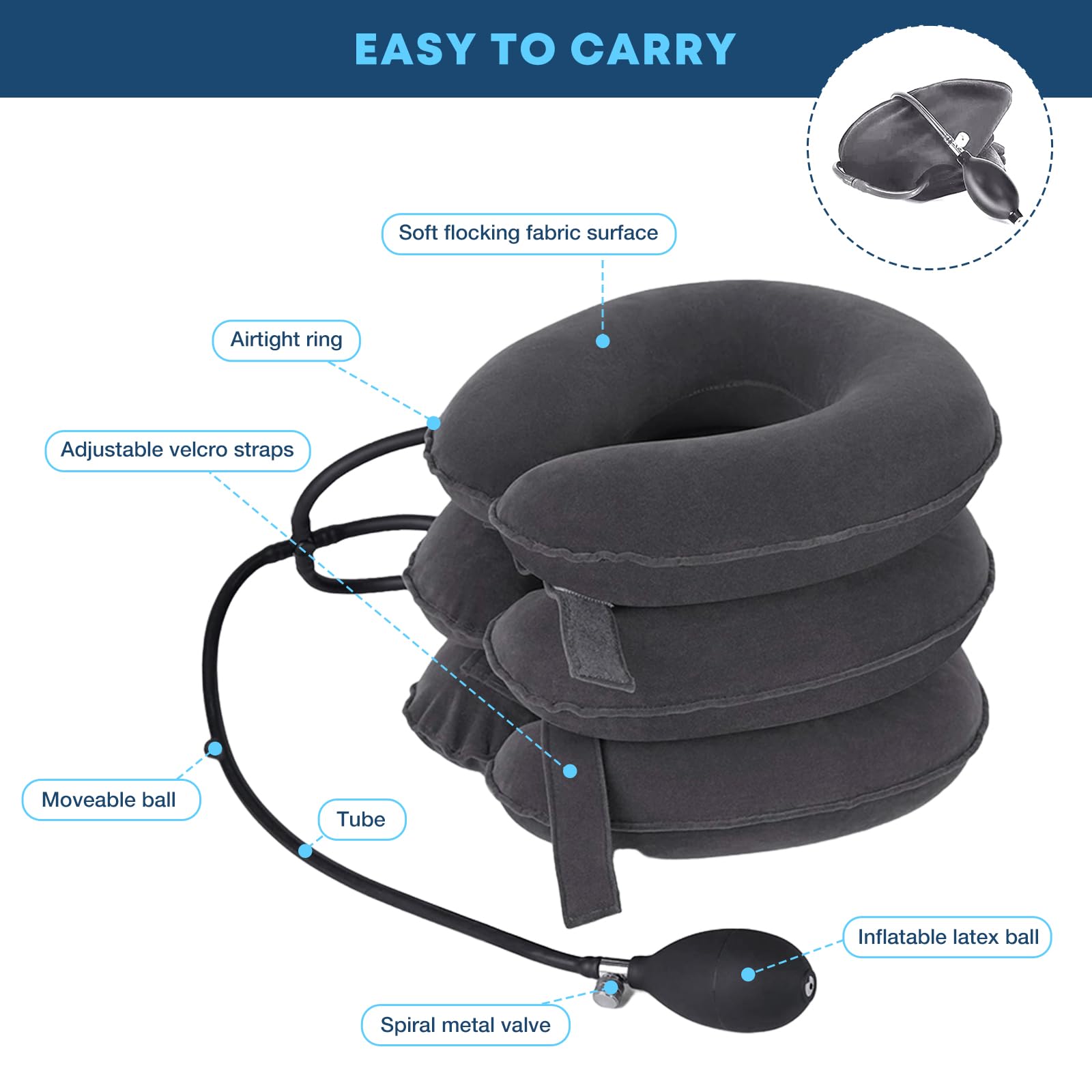 Cervical Neck Traction Device, Neck Stretcher for Neck Pain Relief, Neck Traction Device for Home Use, Neck Decompression Devices, Inflatable Stretcher, Neck Brace & Neck Decompression