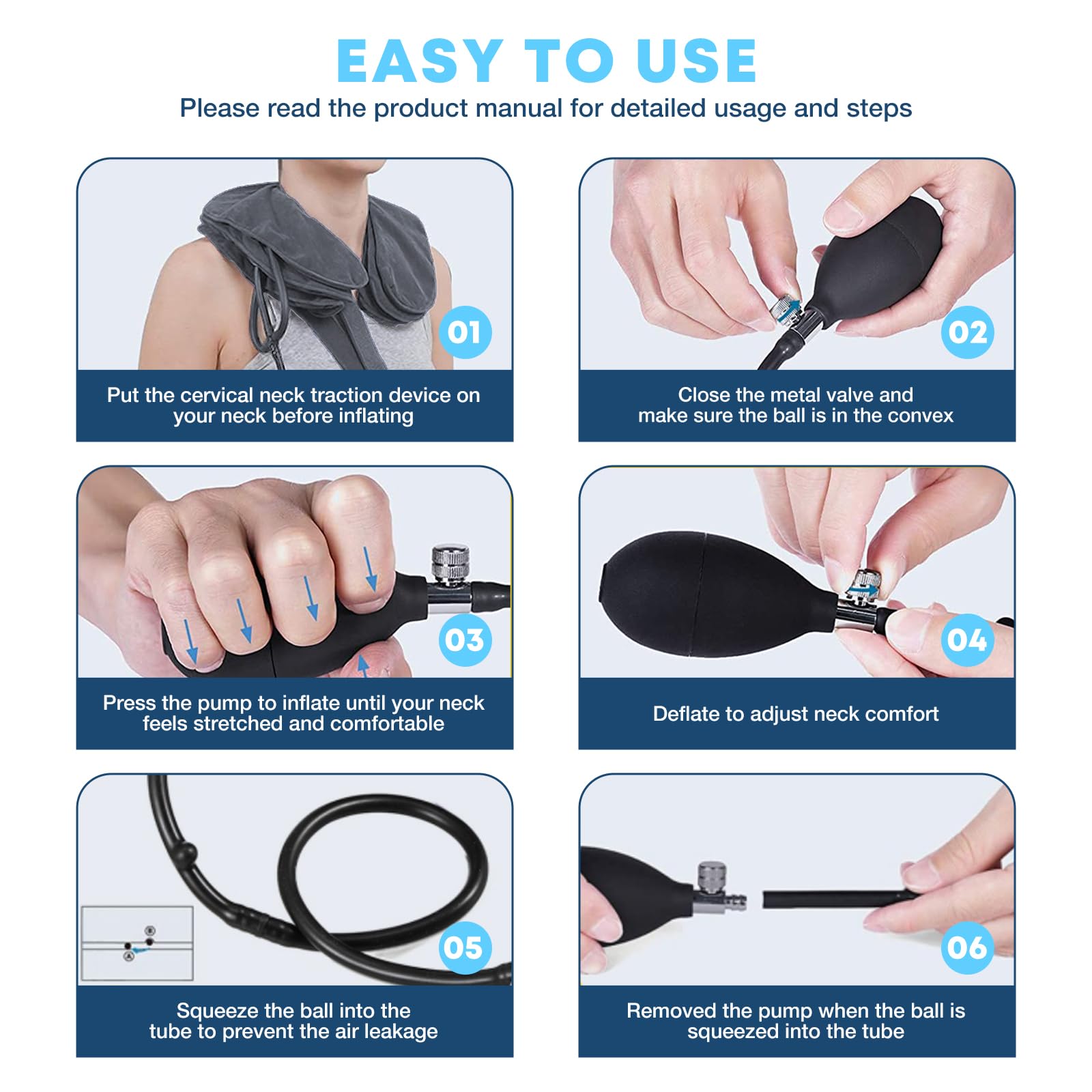 Cervical Neck Traction Device, Neck Stretcher for Neck Pain Relief, Neck Traction Device for Home Use, Neck Decompression Devices, Inflatable Stretcher, Neck Brace & Neck Decompression