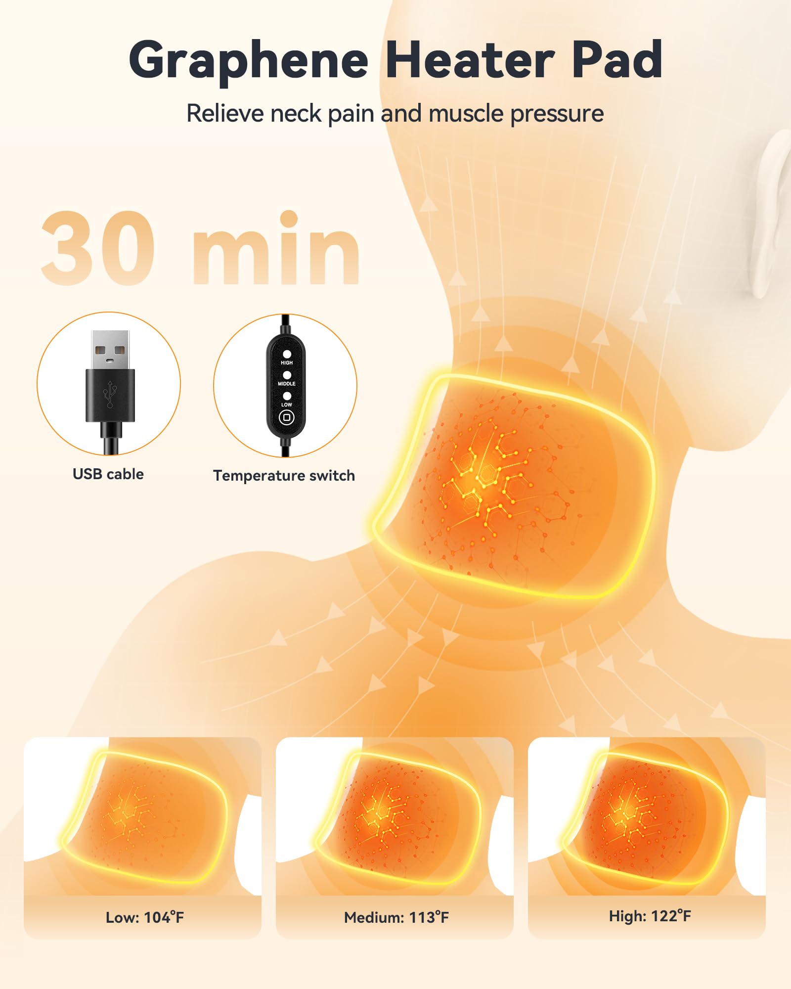 Heated Neck Brace Cervical Collar - Neck Support Brace for Sleeping, Soft Foam Wraps Keep Vertebrae Stable and Aligned for Relief of Cervical Spine Pressure for Women & Men