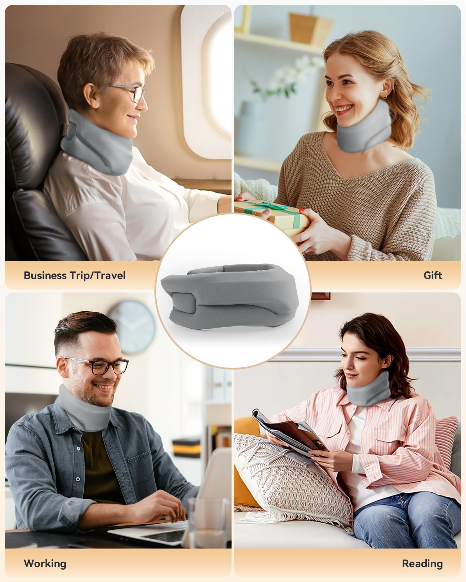 Heated Neck Brace Cervical Collar - Neck Support Brace for Sleeping, Soft Foam Wraps Keep Vertebrae Stable and Aligned for Relief of Cervical Spine Pressure for Women & Men