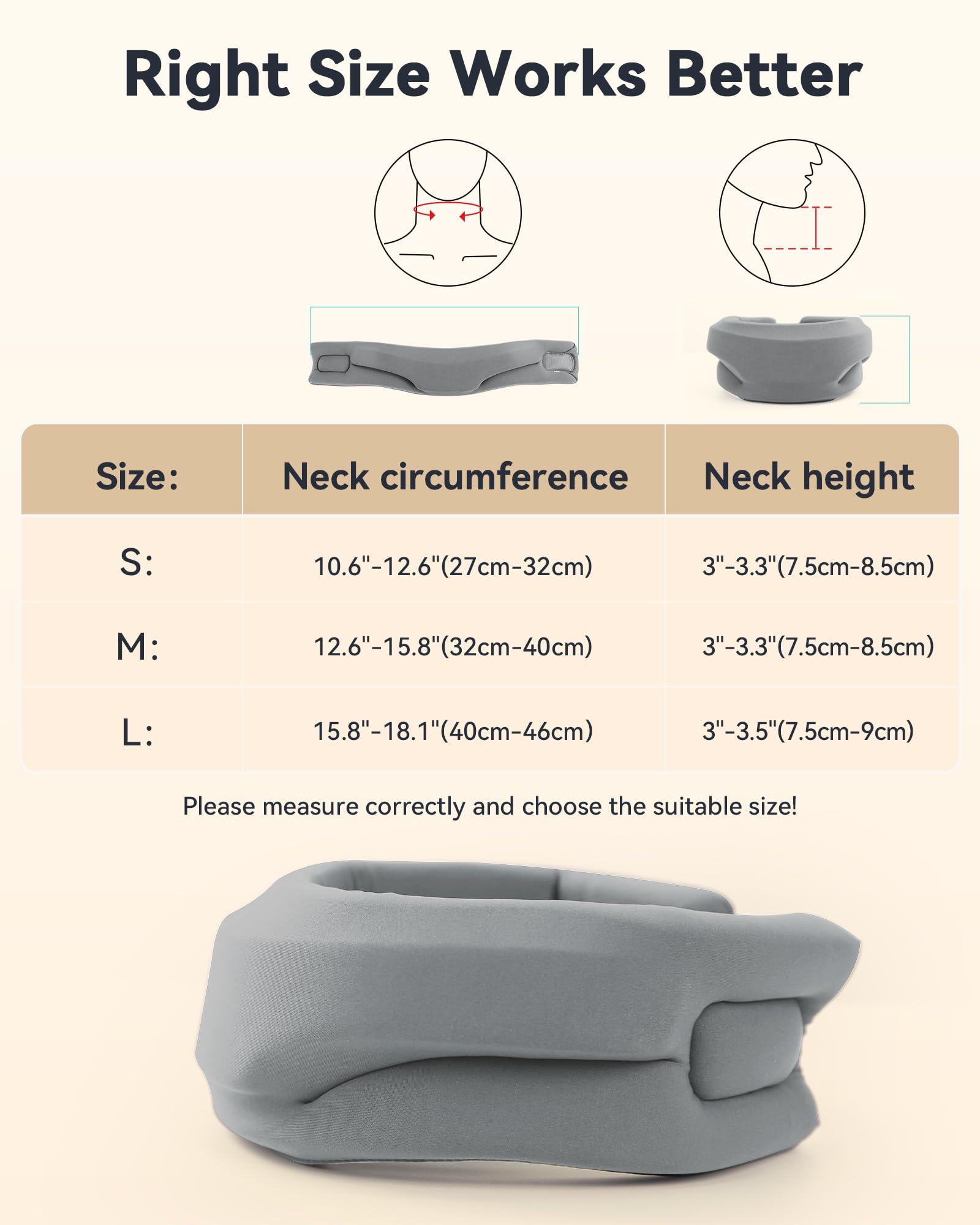 Neck Brace Cervical Collar - Neck Support Brace for Sleeping, Soft Foam Wraps Keep Vertebrae Stable and Aligned for Relief of Cervical Spine Pressure for Women & Men