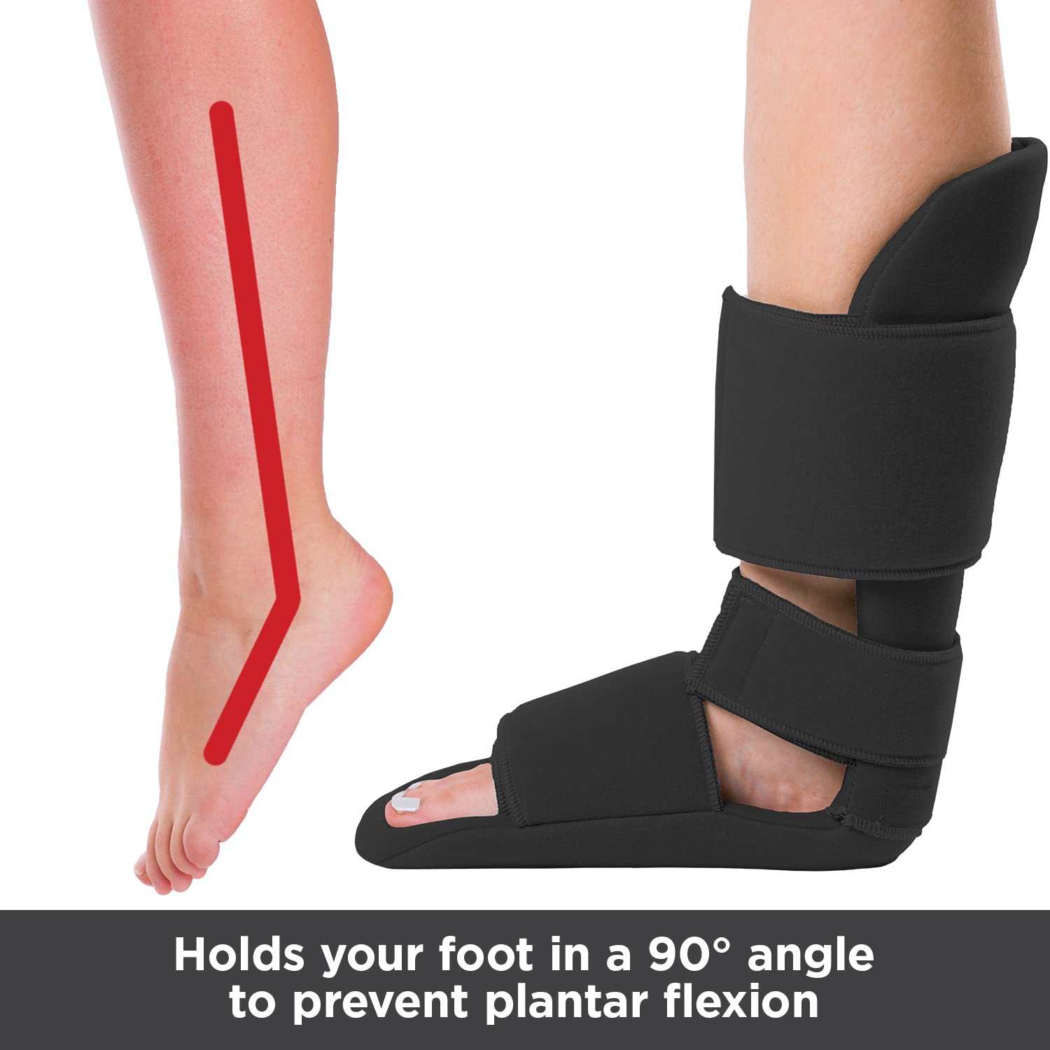Padded 90 Degree Plantar Fasciitis Boot | Soft Night Splint to Stabilize Foot and Ankle, Stretches Plantar Fascia Ligament and Supports Achilles Tendon