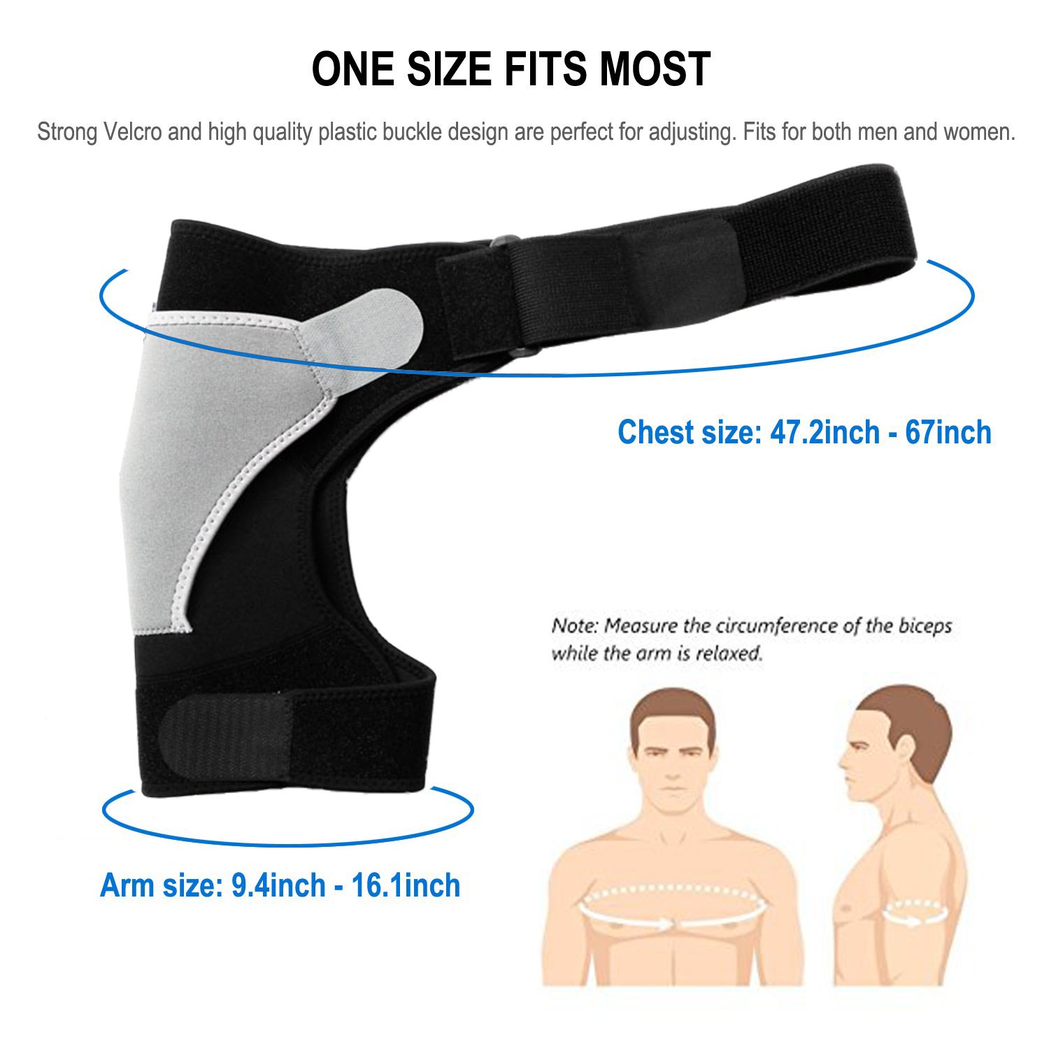 Shoulder Stability Brace Adjustable Shoulder Brace Support with Pressure Pad, Light Breathable Neoprene Rotator Cuff Shoulder Support for Sport, Dislocated AC Joint, Labrum Tear, Shoulder Pain