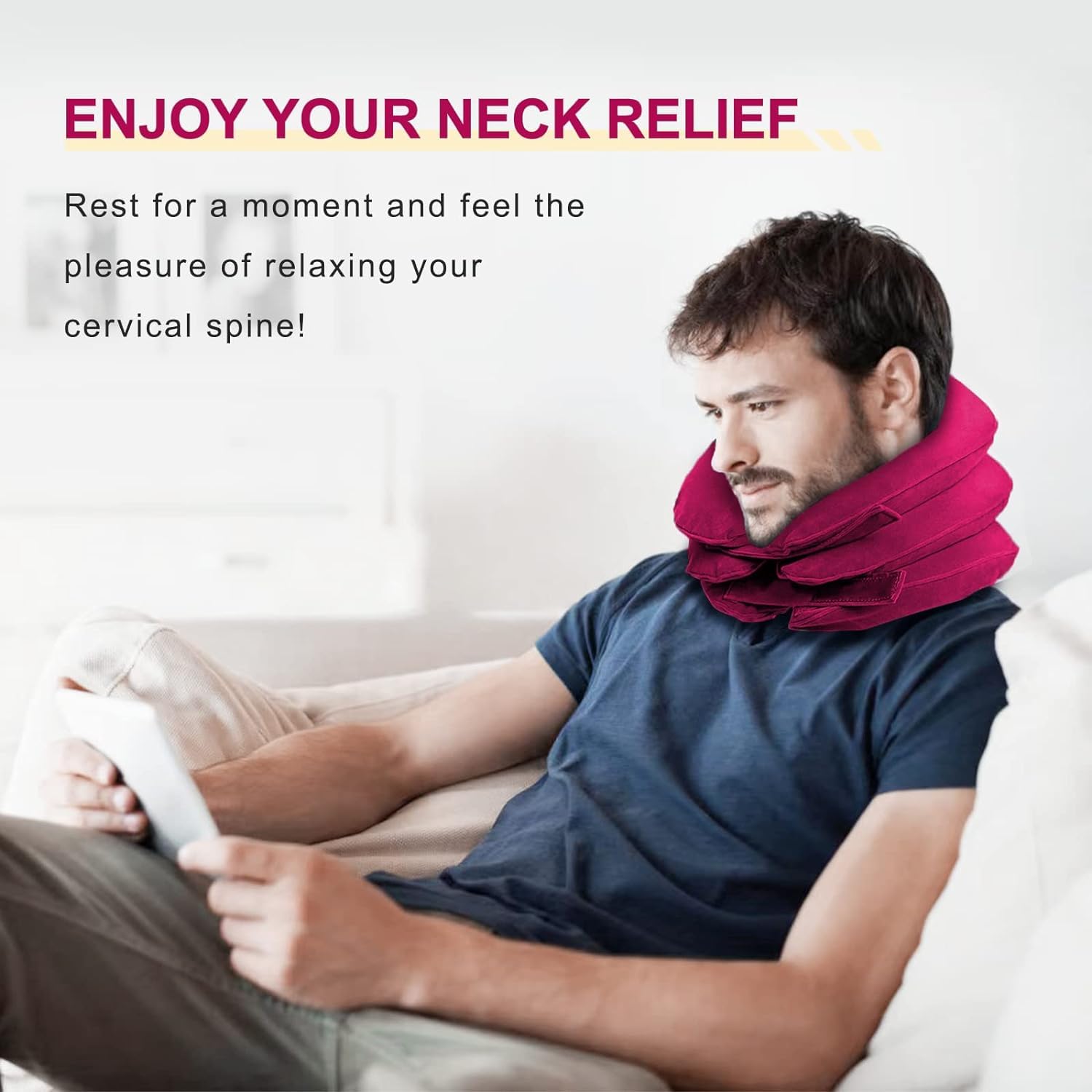 Cervical Neck Traction Device, Neck Stretcher for Neck Pain Relief, Neck Traction Device for Home Use, Neck Decompression Devices, Inflatable Stretcher, Neck Brace & Neck Decompression
