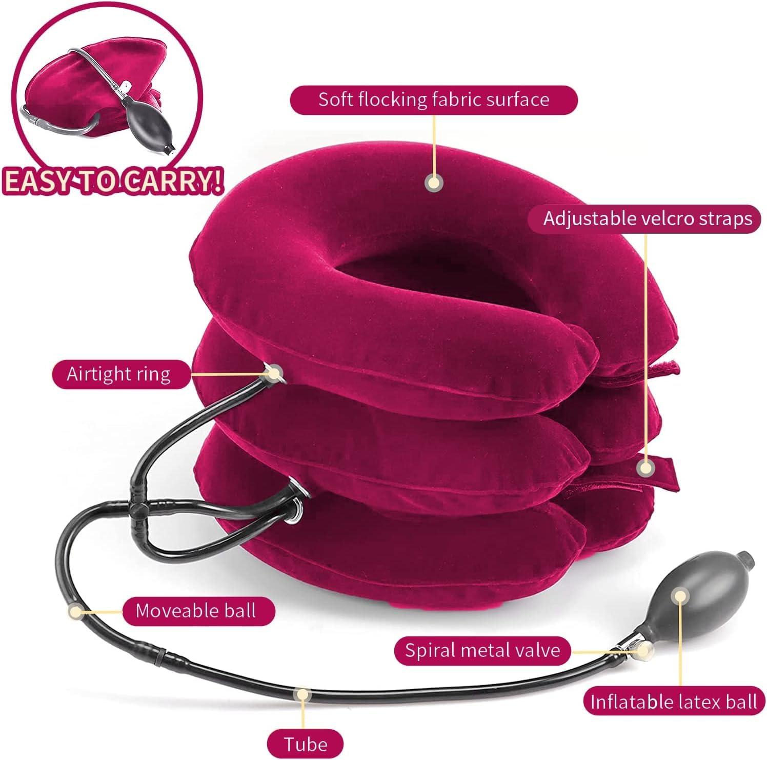 Cervical Neck Traction Device, Neck Stretcher for Neck Pain Relief, Neck Traction Device for Home Use, Neck Decompression Devices, Inflatable Stretcher, Neck Brace & Neck Decompression