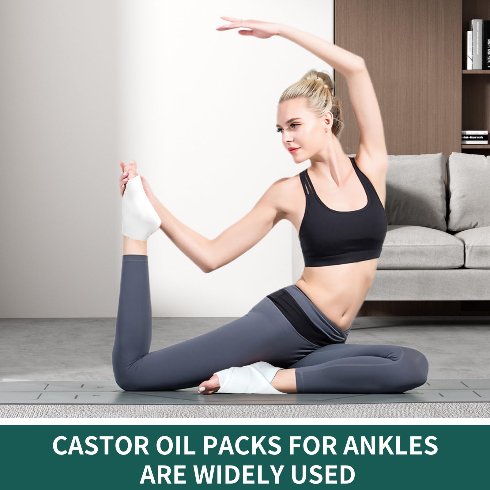 Castor Oil Pack Wrap for Ankle 2pcs, Adjustable Ankle Wrap for Plantar Fasciitis Relief, Reusable Plantar Fasciitis Brace Castor Oil Compress for Women & Men Ankle Support