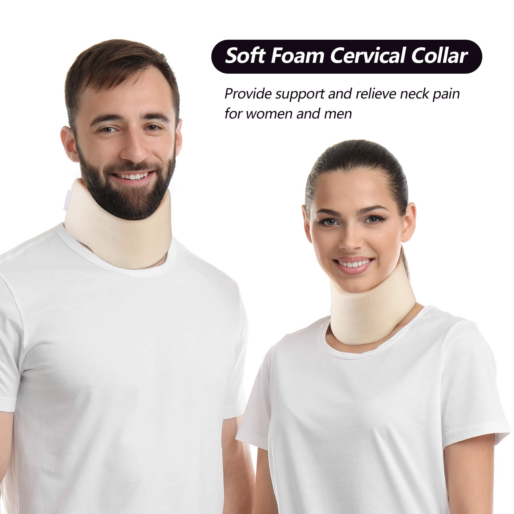 Soft Foam Neck Brace Universal Cervical Collar, Adjustable Support Brace for Sleeping - Relieves Pain and Spine Pressure, Neck Collar After Whiplash or Injury (3